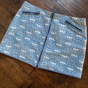 Allison‎ Collection New York Mini Skirt Blue Paisley Size Large